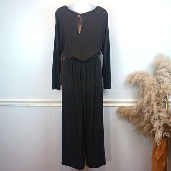 Lou & Grey Signature soft wide leg long-sleeve drawstring waist gray jumpsuit - Picture 9 of 13